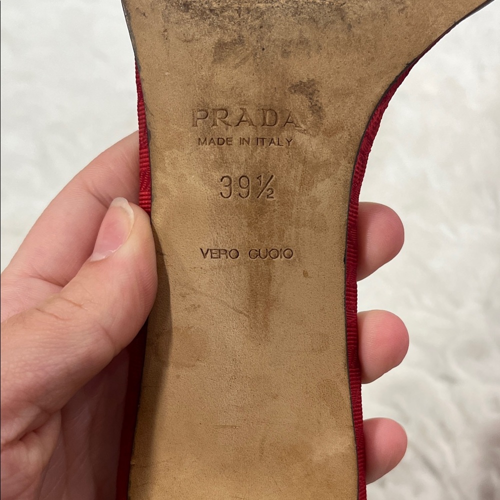 Prada Red Heels with Logo Buckle - Picture 5 of 5